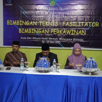 Kanwil Kemenag Sulbar melalui Bidang Bimas Islam menggelar Bimtek Fasilitator Bimbingan Perkawinan tahun 2023