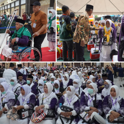 Kloter 7 Provinsi Sulawesi Barat Tiba di Embarkasi Asrama Haji Sudiang Makassar