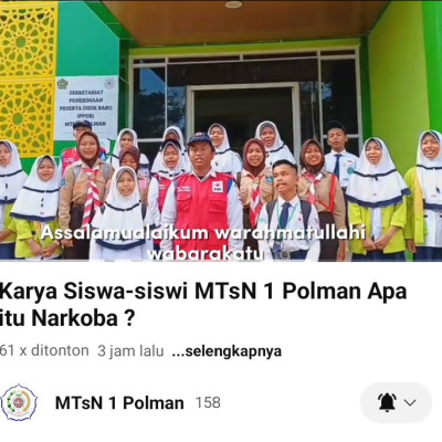 Kepala BNNK Polman Apresiasi Siswa MTsN 1 Polman Yang Kampanye Anti Narkoba Melalui Vidio P4GN