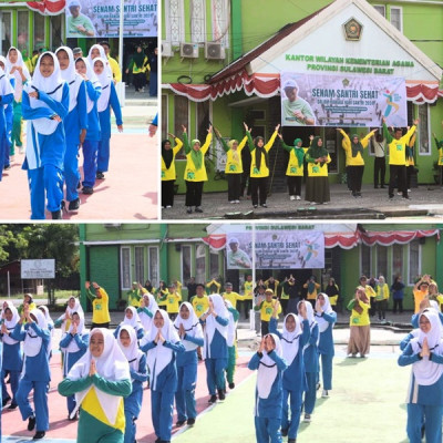 Meriahkan Hari Santri 2024, Puluhan Siswi Madrasah Sulbar Ikuti Senam Santri Sehat