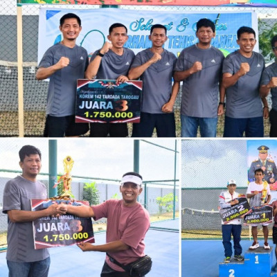 Kanwil Kemenag Tennis Club Raih Juara 3 Piala Korem 142 Taroada Tarogau ke-62