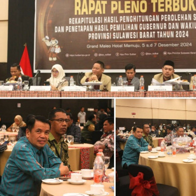 Kabag. TU Hadiri Rapat Pleno Terbuka Rekapitulasi dan Penetapan Hasil Pemilukada Sulbar