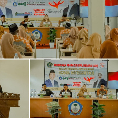 Kakanwil Kemenag Sulawesi Barat Lakukan Pembinaan ASN se-KKM MAN 2 Polman dalam Rangka Sosialisasi Zona Integritas