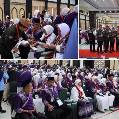 Calon Jemaah Haji Kloter 18 Asal Sulawesi Barat Tiba di Asrama Haji Embarkasi Makassar