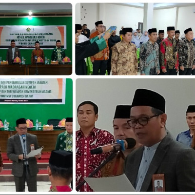 Kakanwil Kemenag Sulbar Lantik Enam Kepala Madrasah Negeri