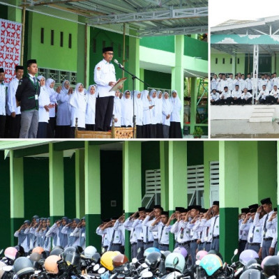 MAN 1 Polman Gelar Upacara Peringatan Hari Lahir Pancasila di Tengah Rintik Hujan