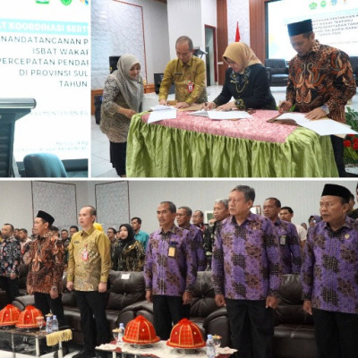 Langkah Nyata Lindungi Aset Wakaf, Kanwil Kemenag Sulbar, Pengadilan Tinggi Agama Sulbar, dan BPN Sulbar Teken MoU