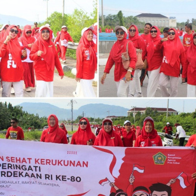 DWP Kanwil Kemenag Sulbar Meriahkan Jalan Sehat Kerukunan