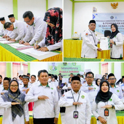 Teguhkan Integritas ASN, Plt. Kakankemenag Majene Hadiri Penandatanganan Pakta Integritas di MTsN 2 Majene