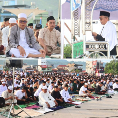 Kakanwil Kemenag Sulbar Shalat Idul Fitri 1447 H di Anjungan Pantai Manakarra