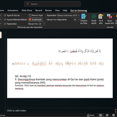 Kini Tersedia Qur’an Kemenag Add-ins untuk Microsoft PowerPoint, Unduh di sini!