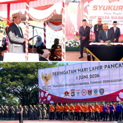 Pancasila Menyatukan, Sulbar Menguatkan: Kemenag Sulbar Hadir dalam Upacara Hari Lahir Pancasila dan HUT ke-10 Polda Sulbar
