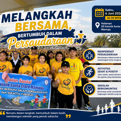 Melangkah Bersama, Bertumbuh dalam Persaudaraan : Jalan Santai Keluarga Besar SD Katolik Santa Clara Mamuju