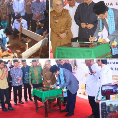 Menag Nasaruddin Umar Letakkan Batu Pertama Pembangunan Asrama Ponpes As’adiyah Tadui