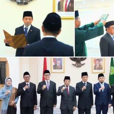 Lantik Pejabat Eselon II Ditjen Pesantren, Menag: Perhatikan Masa Depan Santri dan 42 Ribu Pesantren